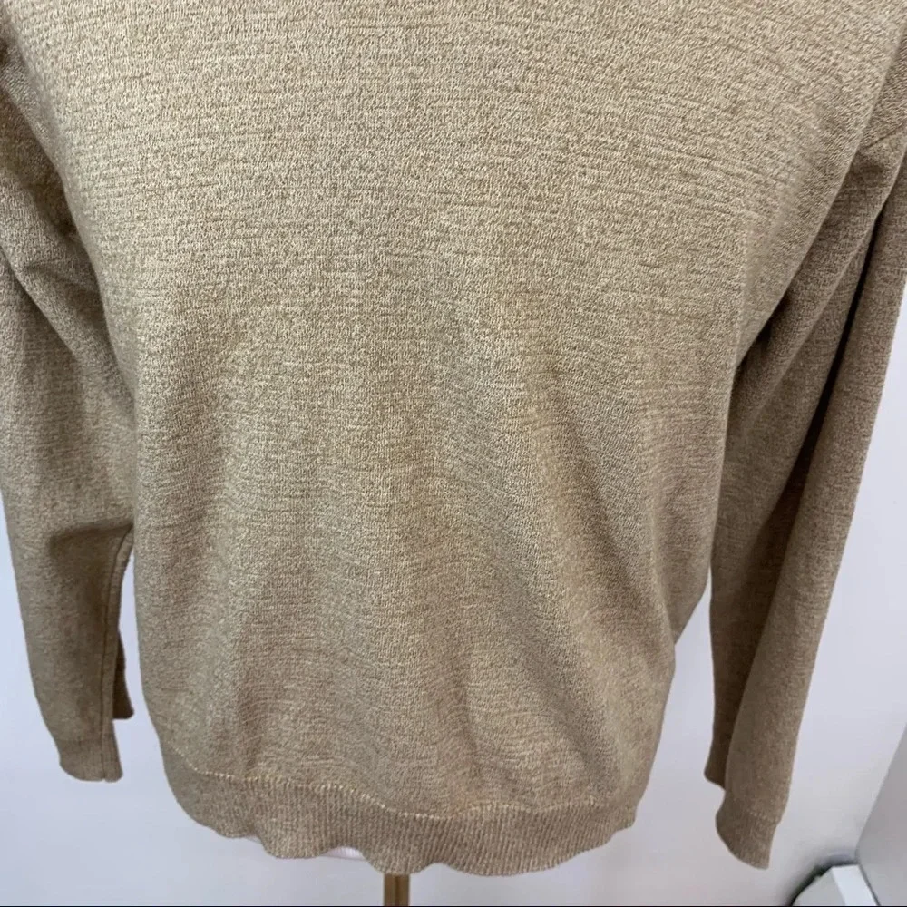 J Crew  Sweater Men XL Merino Wool Cotton V‎ Neck Long Sleeve  Neutral Tan Work
